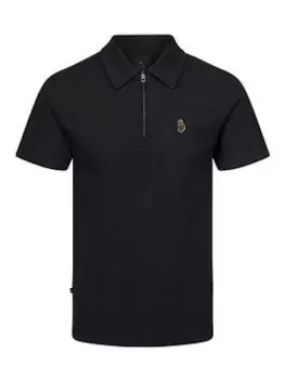 image of Luke 1977 Luke 1977 Zip Neck Polo Shirt - Dark Grey, Size L, Men