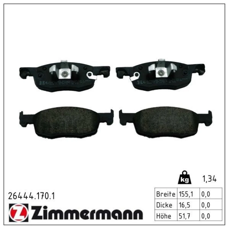Image of ZIMMERMANN Brake pad set ZIMMERMANN 26444.170.1