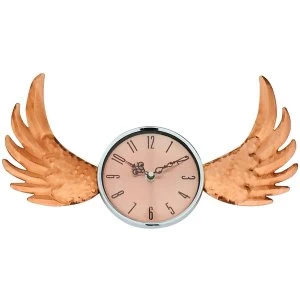 Copper Winged Wall Clock with Glass Cover 39cm