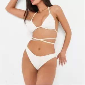 Missguided Crinkle Triangle Bikini Top - Cream