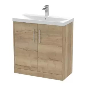 Hudson Reed Juno 800mm Floor Standing 2 Door Vanity & Thin-Edge Basin - Autumn Oak