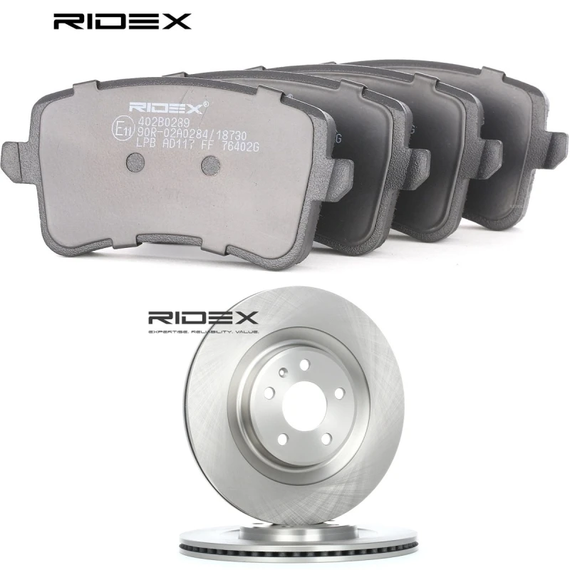 Image of RIDEX 3405B3396 Brake disc and pads set Rear Axle, Brake Disc Type: Vented Brake Set,disc brakes (3405)