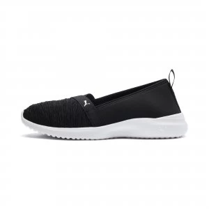 image of PUMA Adelina Slip-On Womens Trainers, Black/Silver Size 4 Shoes