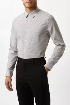 Image of Mens White Mini Dot Printed Shirt