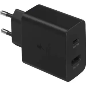 image of Samsung 30W Power Adapter Duo TA220N Mobile phone charger type + quick-charge mode USB-C , USB type A Black