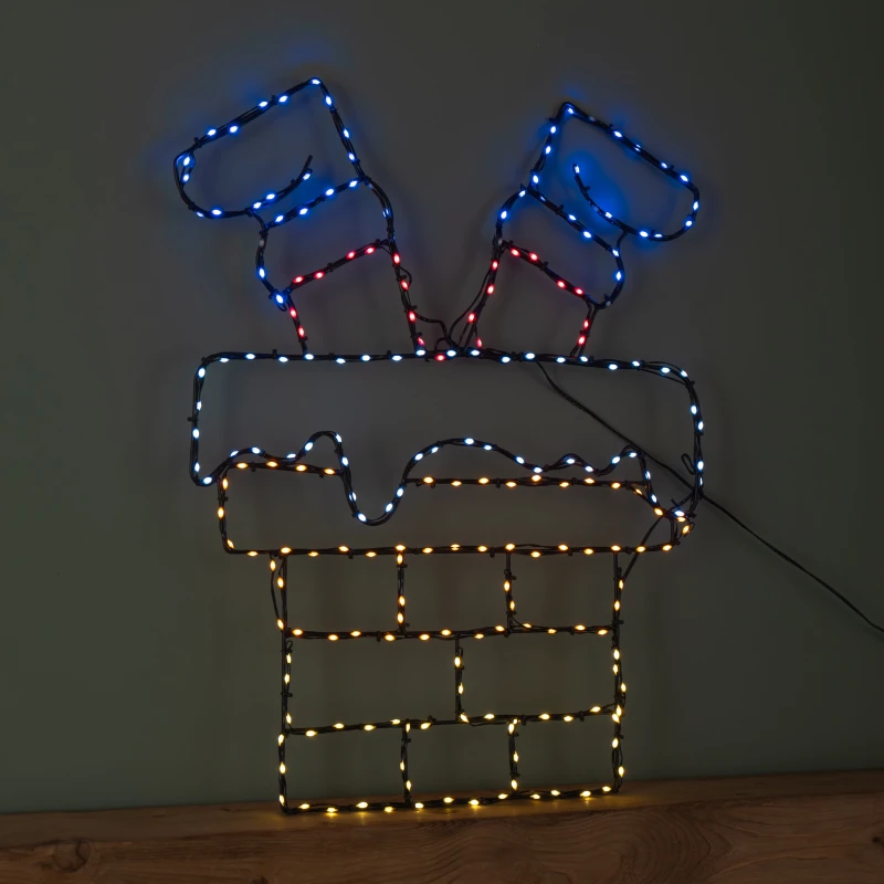 Image of 60cm x 45cm Light up FlexiBrights Santa Down Chimney with 223 Multi-Coloured LEDs