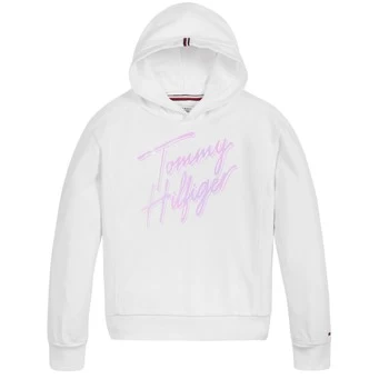 image of Tommy Hilfiger KG0KG05891-YBR Girls Childrens Sweatshirt in White - Sizes 8 years,10 years,12 years,14 years