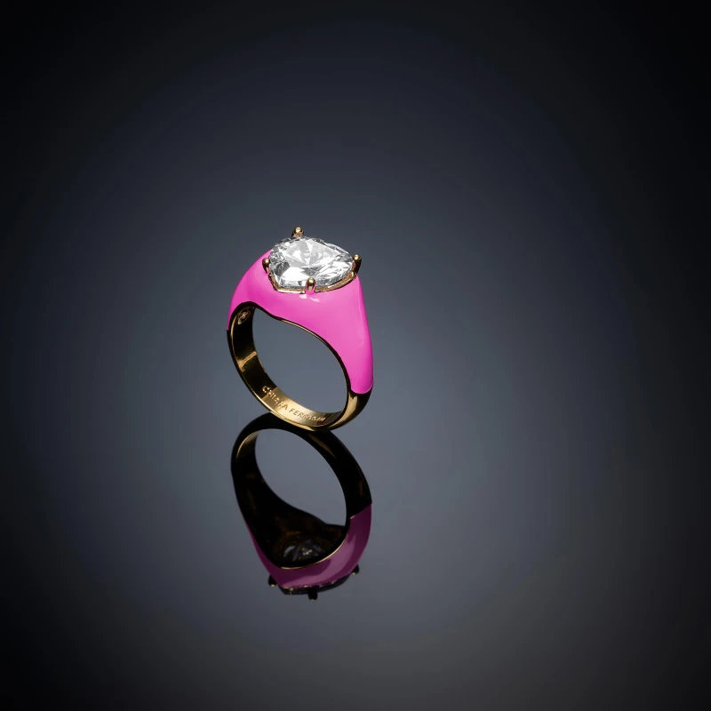 Image of Chiara Ferragni Womens Ring in Pink Pink Female One Size