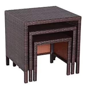 Image of Outsunny Rattan Tea Table Set 867-030 Brown
