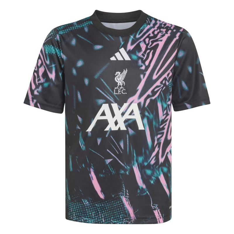 Image of adidas Liverpool 2025 2026 Pre Match Jersey Kids Black/Green unisex 7-8 Years