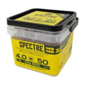 image of Forgefix - Spectre Advanced Countersunk Wood Screws (Zinc Yellow Passivated) - 4.0 x 50mm (900 Pack Tub)