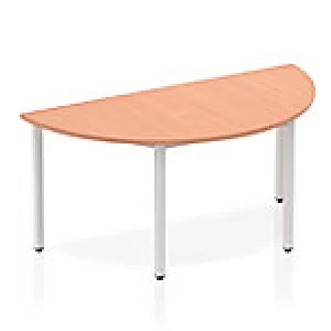 Image of Impulse Semi-circle Table 1600 Beech Box Frame Leg Silver