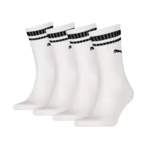 image of Puma 4 Pack Heritage Crew Socks - White