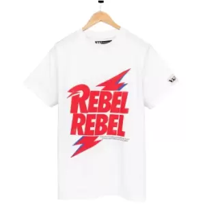 Image of David Bowie Childrens/Kids Rebel Rebel Band T-Shirt (11-12 Years) (White/Red)