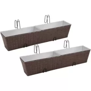 image of Balcony Trapezoid Rattan Planter Set 80cm 2 pcs Brown Vidaxl Brown