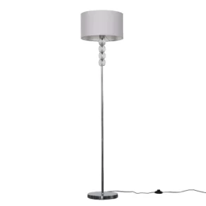 Image of Eleanor Chrome Floor Lamp with Large Cool Grey Reni Shade