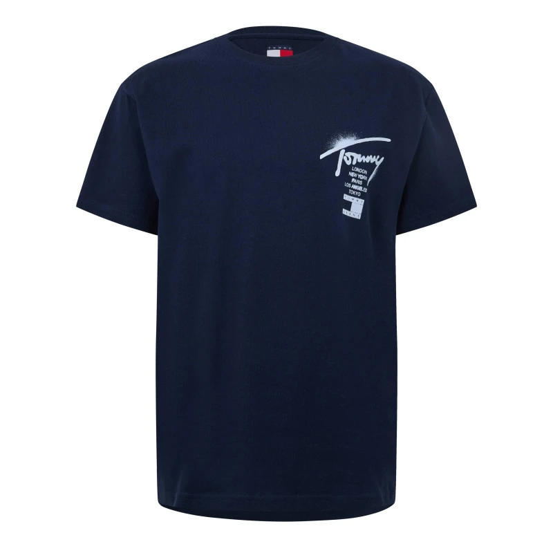 Image of Tommy Jeans Back Flag Logo T-Shirt Dark Night Navy male S