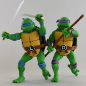 image of NECA Teenage Mutant Ninja Turtles Cartoon Series Leonardo and Donatello Action Figures 2 Pack