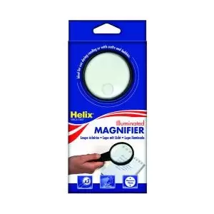 Image of Helix Illuminated Magnifying Glass Hand Held 75mm Black MN1025 HX32525