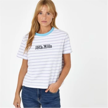 image of Jack Wills Milsom Boxy T-Shirt - White Stripe