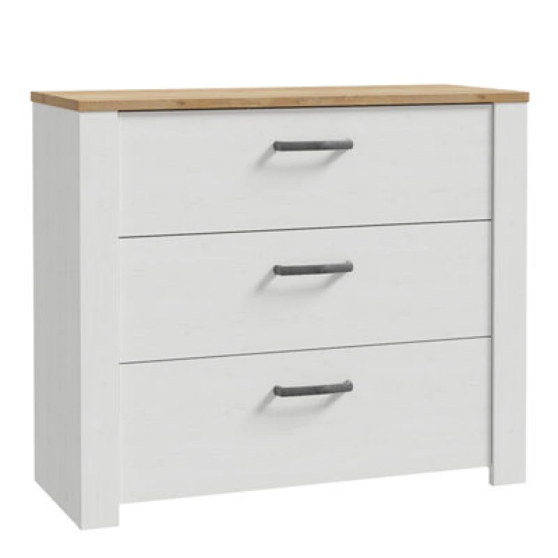 Image of Furniture To Go Bohol 3 Drawer Chest In Riviera Oak/white