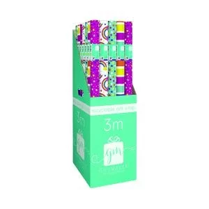 image of Giftmaker 3M Recyclable Gift Wrap Brights Pack of 36 YALGW20F ANK51564