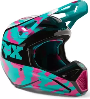 Image of FOX V1 Nuklr Youth Motocross Helmet, turquoise, Size L, turquoise, Size L