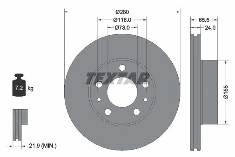 Image of Brake disc TEXTAR 92305203