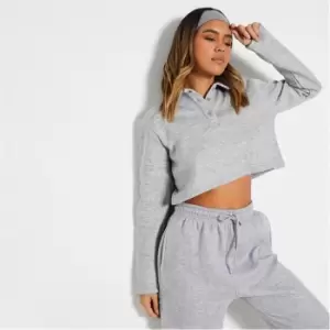Image of I Saw It First Polo Fleece Sweatshirt - Grey