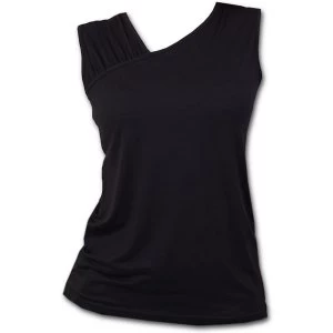 Image of Gothic Rock Gathered Shoulder Slant Vest Womens XX-Large Sleeveless Top - Black