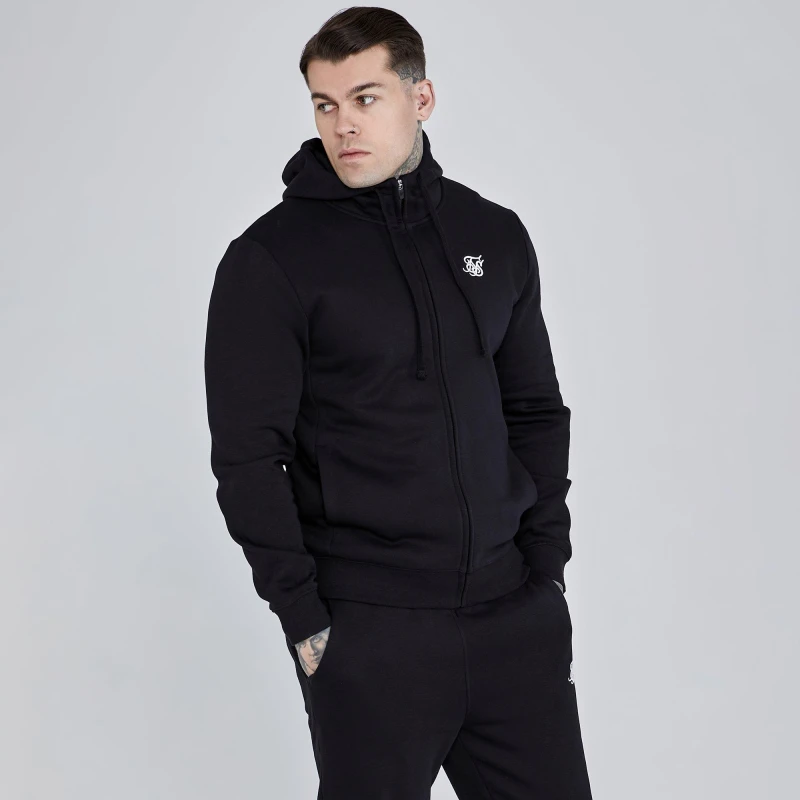Image of SikSilk Mens Essential Zip Hoodie Black male Small