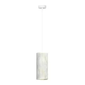 Image of Karli White Slim Pendant Ceiling Light with White Fabric Shades, 1x E14