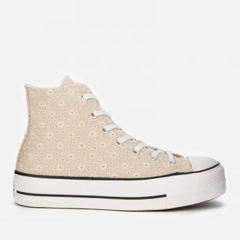 Converse Womens Chuck Taylor All Star Lift Hi-Top Trainers - Farro/Natural Ivory/Vintage White - UK 3