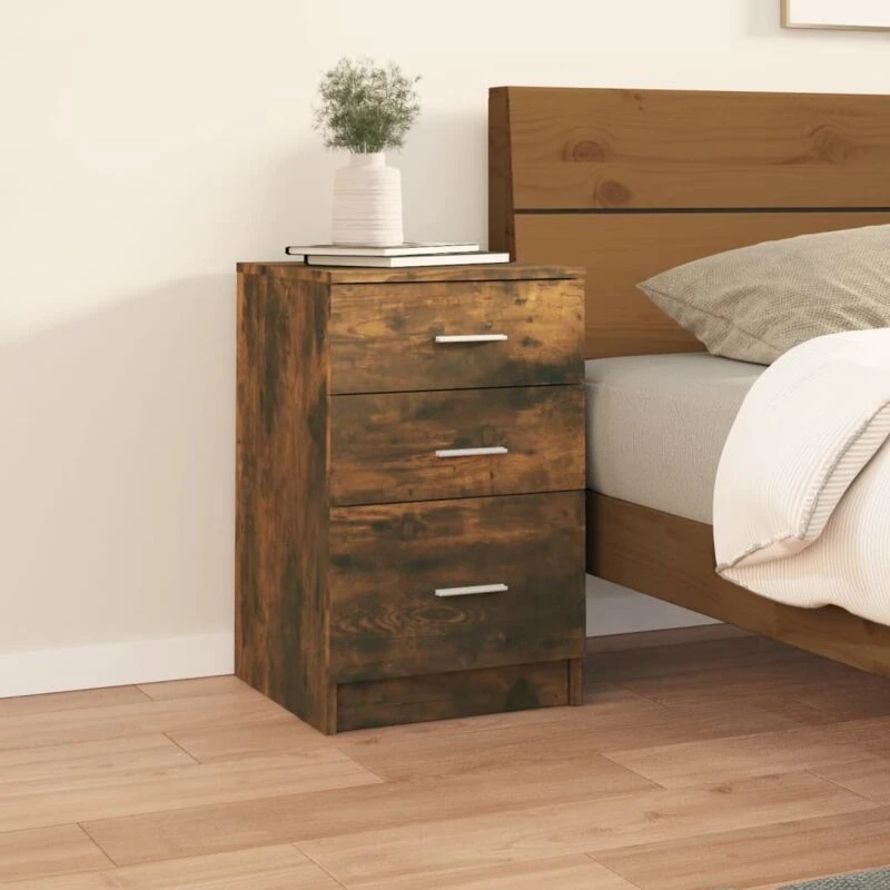 Image of Vidaxl Bed Cabinet Smoked Oak 40X40X63cm Engineered Wood, Brown 820520