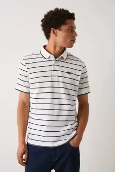 image of Mens Short Sleeve Navy White Stripe Polo Shirt