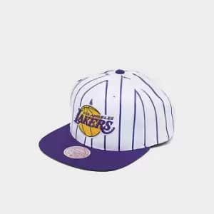Image of Mitchell & Ness Los Angeles Lakers NBA Pinstripe Snapback Hat