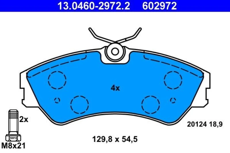 Image of ATE 13.0460-2972.2 Brake pad set excl. wear warning contact, with brake caliper screws Brake Pad Set,disc brake (402)