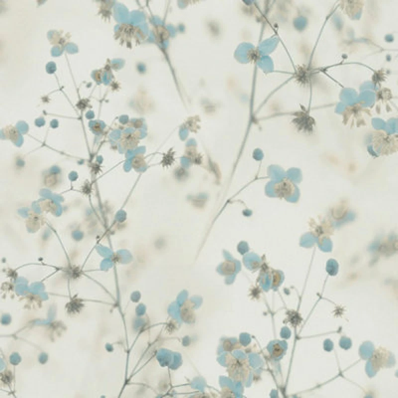 Image of A.S. Creation Country House Floral Flowers Leaf White Grey Blue Wallpaper Blue