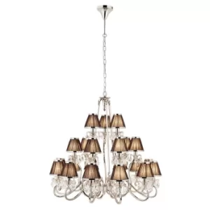 image of Oksana 21 Light Multi Arm Chandelier Polished Nickel Plate Finish, E14