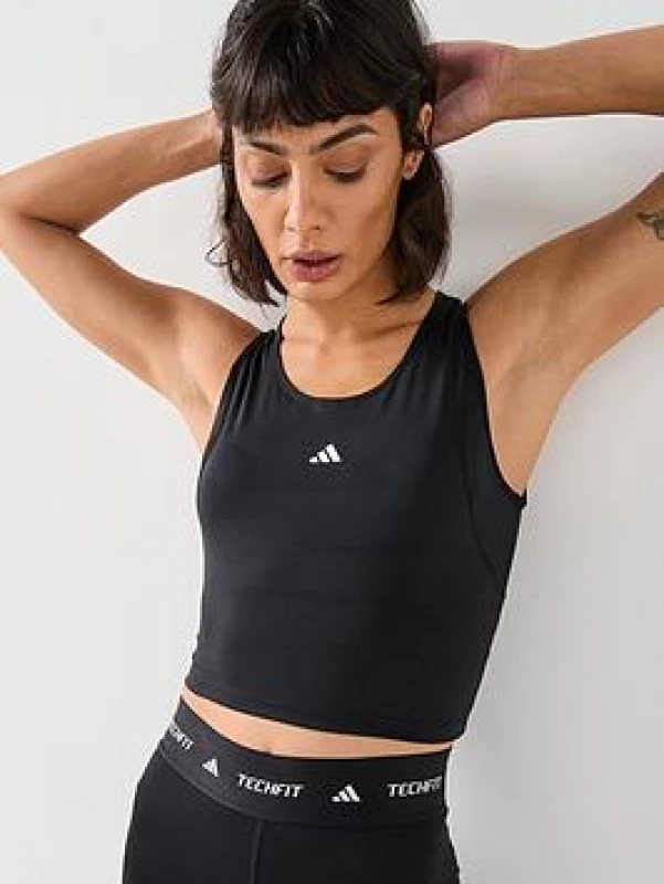 Image of adidas performance Techfit Cropped Gym Vest Top Black Women XL;L