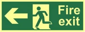 Image of Fire Exit (Man Arrow Left) Sign Rigid S/ALum.Brd