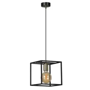 Image of Karmen Black Wire Frame Pendant Ceiling Light 1x E27