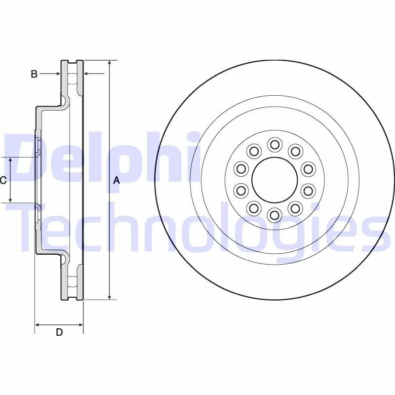 Image of DELPHI Brake disc DELPHI BG9182C