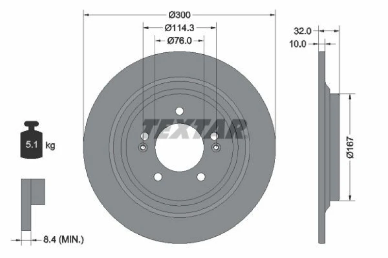 Image of Brake disc TEXTAR 92332703