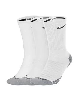 Image of Nike Everyday Plus Pack 3 Cushioned Crew Socks - White/Grey/Black, White/Grey/Black Size M Men