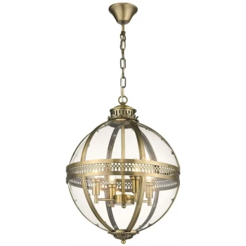 image of Spring Lighting - 4 Light Ceiling Pendant Antique Brass Glass, E14