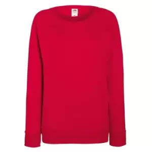 Image of Fruit OF The Loom Ladies Fitted Lightweight Raglan Sweatshirt (240 GSM) (XS) (Red)