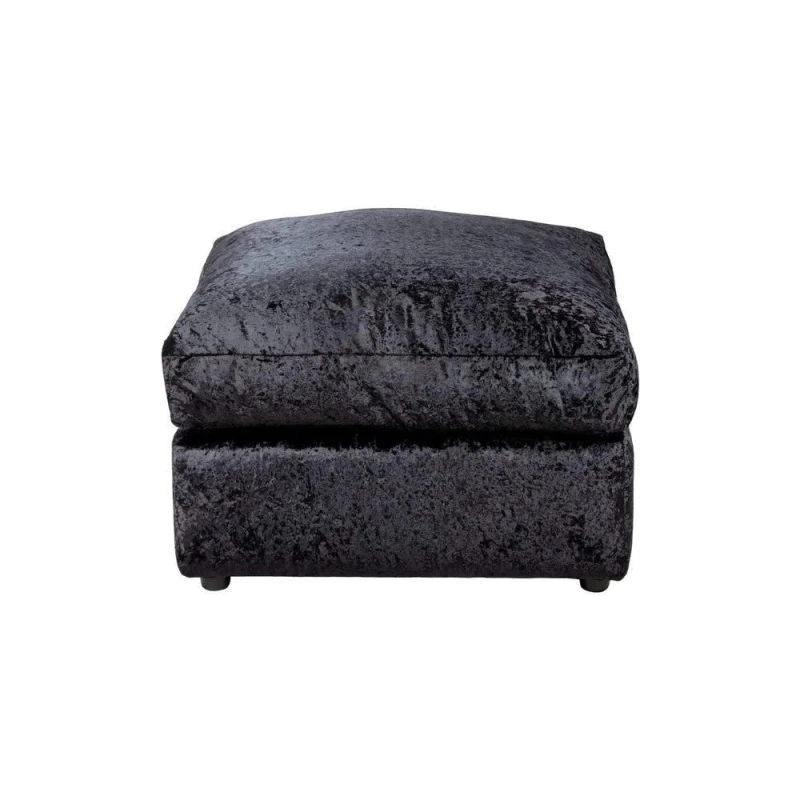 Image of LUXURY LIFE Dylan Crushed Velvet Fabric Footstool Black