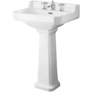 Image of Hudson Reed - Richmond Basin with Full Pedestal 600mm Wide - 3 Tap Hole