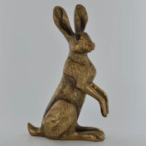 Image of Poppy Standing Hare Bronze Effect Sculpture by Harriet Glen 19cm